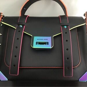 Michael Kors Black Manhattan Satchel with crossbody strap